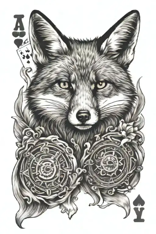 card where the fox plays cards jack and ace tattoo design idea