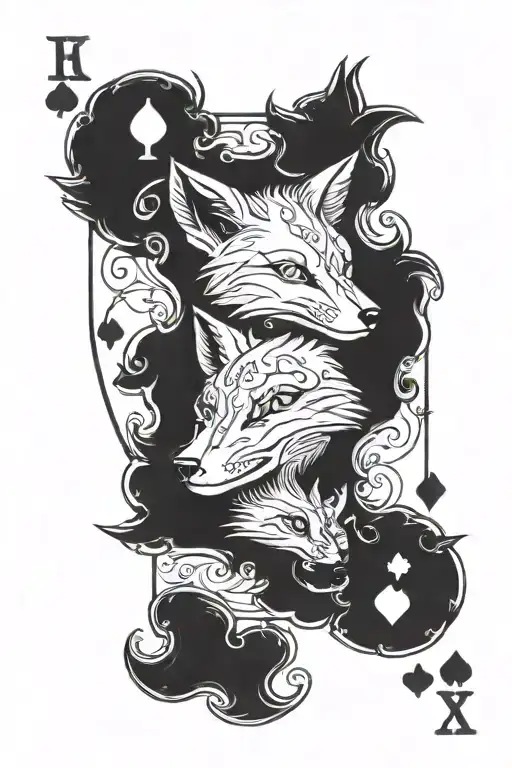 card where the fox plays cards jack and ace tattoo design idea