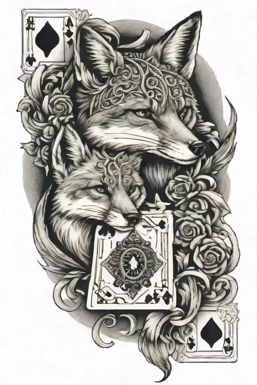 card where the fox plays cards jack and ace tattoo design idea