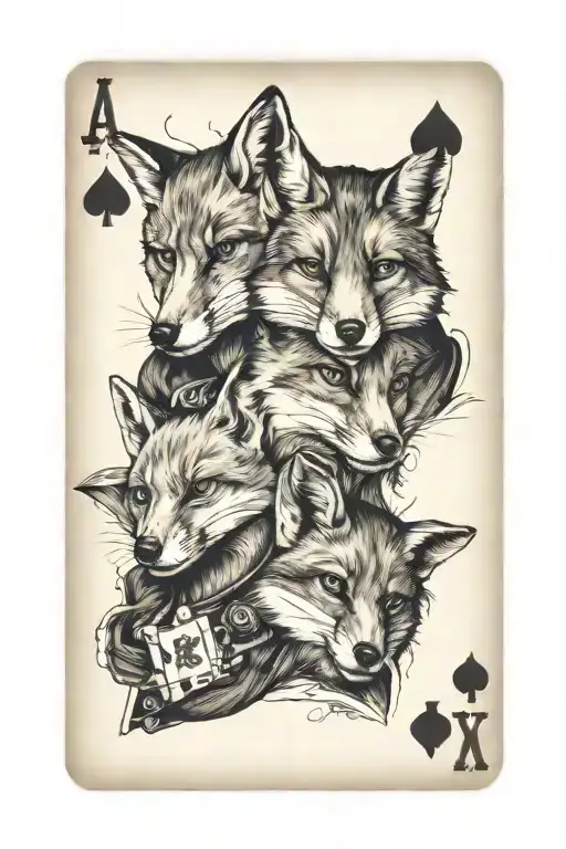card where the fox plays cards jack and ace tattoo design idea