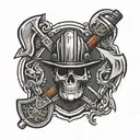 firefighter axes crossed  tattoo design idea