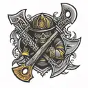 firefighter axes crossed  tattoo design idea