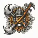 firefighter axes crossed  tattoo design idea