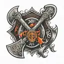 firefighter axes crossed  tattoo design idea