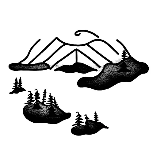 Fine line outline of islands in Maine tattoo design idea