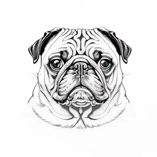 pug with diezel written underneith  tattoo design idea