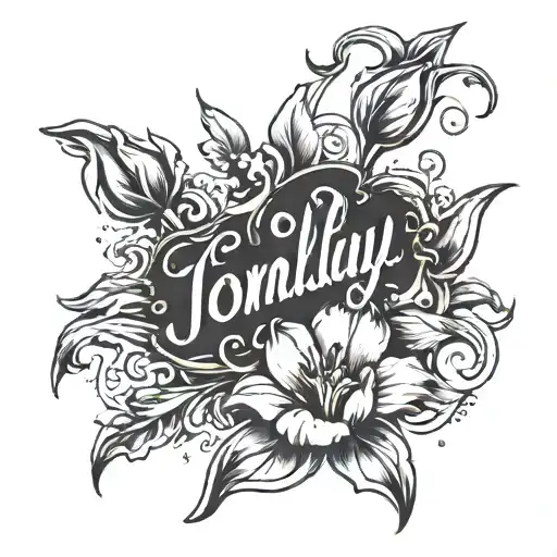 tulip with a stem name spell out jonnalyn  tattoo design idea