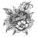tulip with a stem name spell out jonnalyn  tattoo design idea