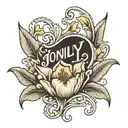 tulip with a stem name spell out jonnalyn  tattoo design idea