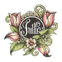 tulip with a stem name spell out jonnalyn  tattoo design idea