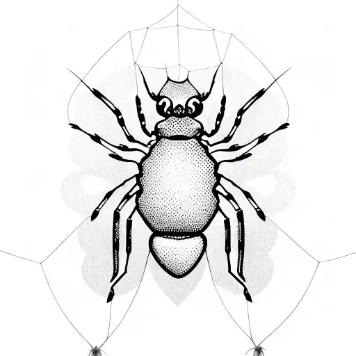 spider with hearts in a web tattoo design idea