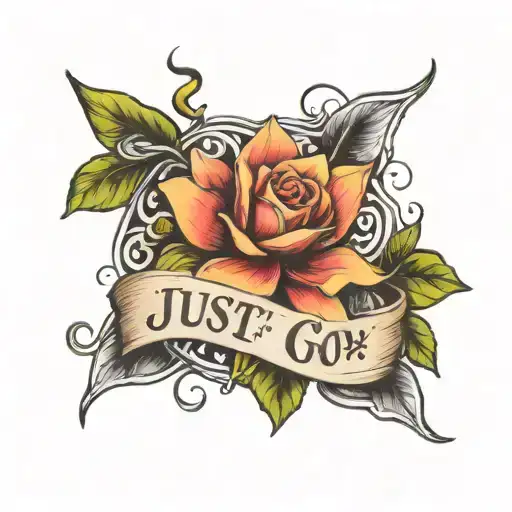 quote just Go with the flow tattoo design idea