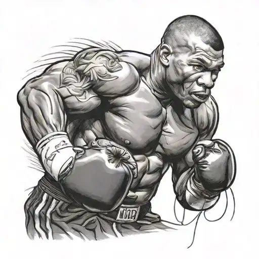 Mike Tyson wearing boxing gloves tattoo design idea