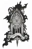gothic window tattoo design idea
