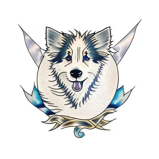 half Shetland Sheepdog half Selkie tattoo design idea