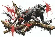 panther walking on log tattoo design idea