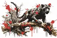 panther walking on log tattoo design idea