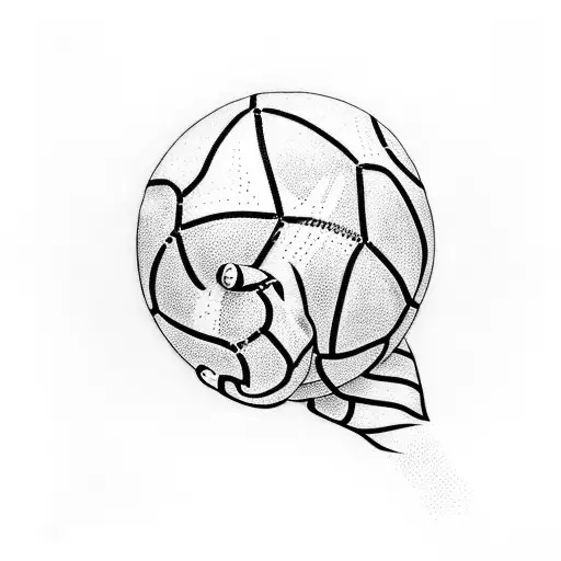 Create a dotwork tattoo of a water polo player with a snake wrapped around their arm tattoo design idea