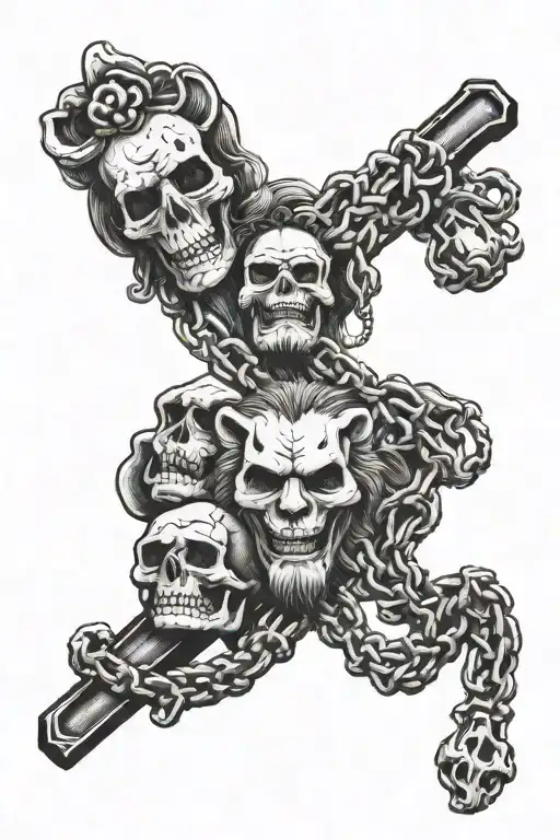 skulls, smile now cry later, Lion, Rosary Beads, cross, jesus tattoo design idea