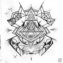 galaxy, triforce, mastersword, branch of cherry blossoms, the sun, star trek tattoo design idea
