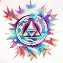 galaxy, triforce, mastersword, branch of cherry blossoms, the sun, star trek tattoo design idea