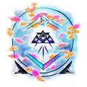 galaxy, triforce, mastersword, branch of cherry blossoms, the sun, star trek tattoo design idea