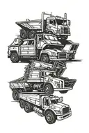 Quad dump truck driving tattoo design idea