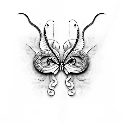 half butterfly and half snake tattoo design idea