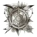 An intricate mandala design incorporating elements of the beach and engineering tools, representing balance and harmony tattoo design idea