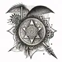 An intricate mandala design incorporating elements of the beach and engineering tools, representing balance and harmony tattoo design idea