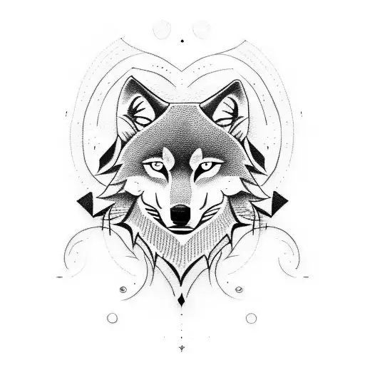 Design a tattoo showcasing the Wolf of Nordic mythology in a dotwork style tattoo design idea