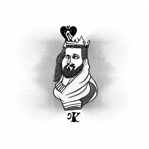King of hearts but replace the top letter K with A tattoo design idea