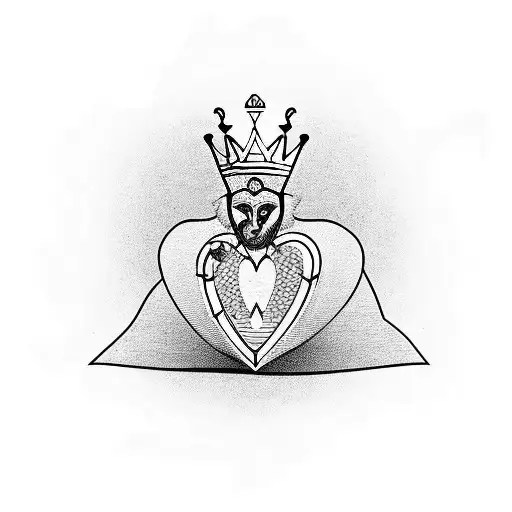 King of hearts but replace the top letter K with A tattoo design idea