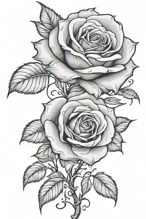 neck tattoo rose with stem thorns. add symbols of doves from aphrodite  tattoo design idea