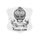 A traditional Mexican sugar skull with a banner that says 'Unión Familiar' tattoo design idea