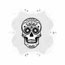 A traditional Mexican sugar skull with a banner that says 'Unión Familiar' tattoo design idea