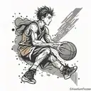 Create a tattoo design that symbolizes the client's dedication to basketball and their faith in god, with a touch of anime inspiration tattoo design idea