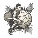 Create a tattoo design that symbolizes the client's dedication to basketball and their faith in god, with a touch of anime inspiration tattoo design idea