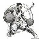 Create a tattoo design that symbolizes the client's dedication to basketball and their faith in god, with a touch of anime inspiration tattoo design idea
