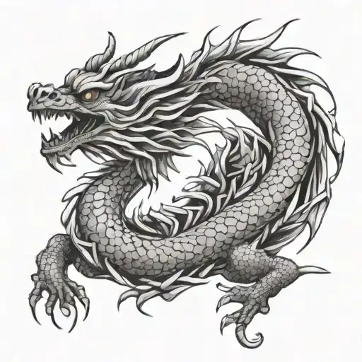 japanese dragon full body elegeny simple tattoo design idea