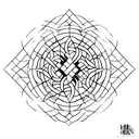 Abstract geometric design inspired by traditional Japanese art with a cool 3D effect tattoo design idea
