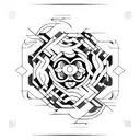 Abstract geometric design inspired by traditional Japanese art with a cool 3D effect tattoo design idea