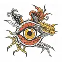 eye with spider and dragon tattoo design idea
