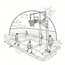 Combine elements of a basketball court and a beach scene into a unique tattoo design tattoo design idea