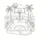 Combine elements of a basketball court and a beach scene into a unique tattoo design tattoo design idea