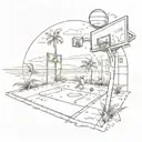 Combine elements of a basketball court and a beach scene into a unique tattoo design tattoo design idea