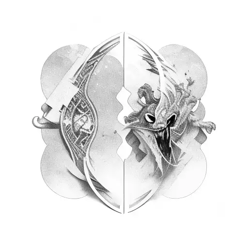 three floating magic cards tattoo design idea