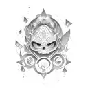 three floating magic cards tattoo design idea