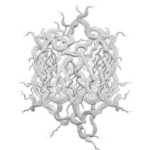 An intricate pattern of grapevines forming the shape of the UGA arch tattoo design idea