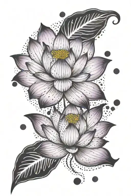 lotus flower, purple and black tattoo design idea